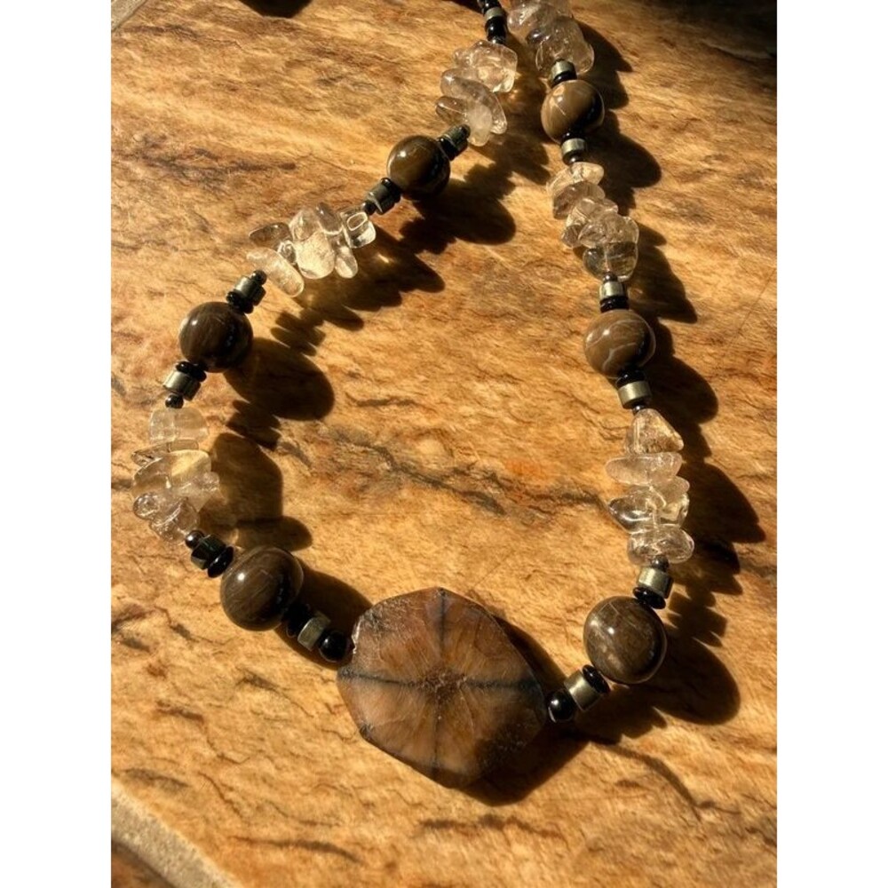 Beaded Gem stone necklace 24”